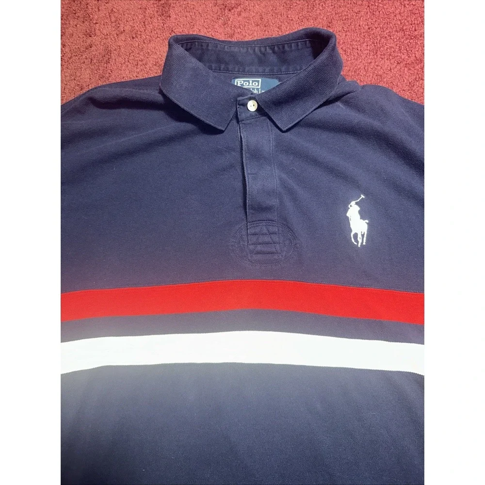 Polo Ralph Lauren Big Pony Polo 2XLT Men Stripe Short Sleeve Preppy vented